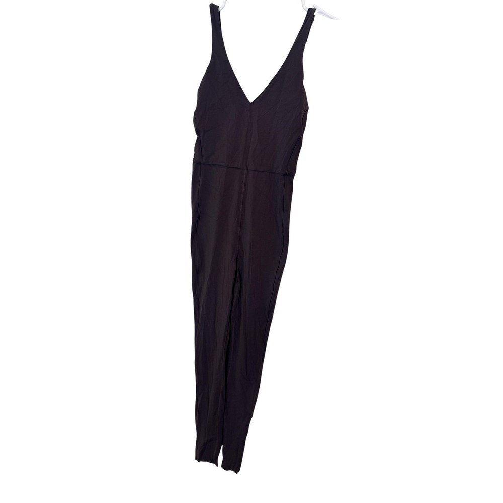 Left On Friday Jumpsuit Womens Small Brown Sleeveless V Neck One Piece